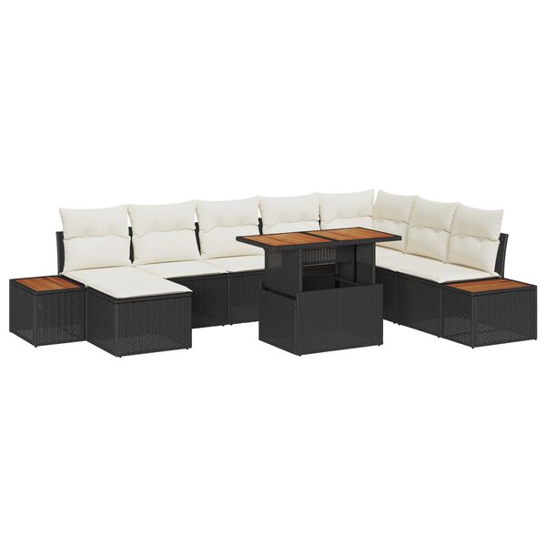 vidaXL Ensemble de salle &agrave; manger pour jardin 9 pcs Noir et Beige