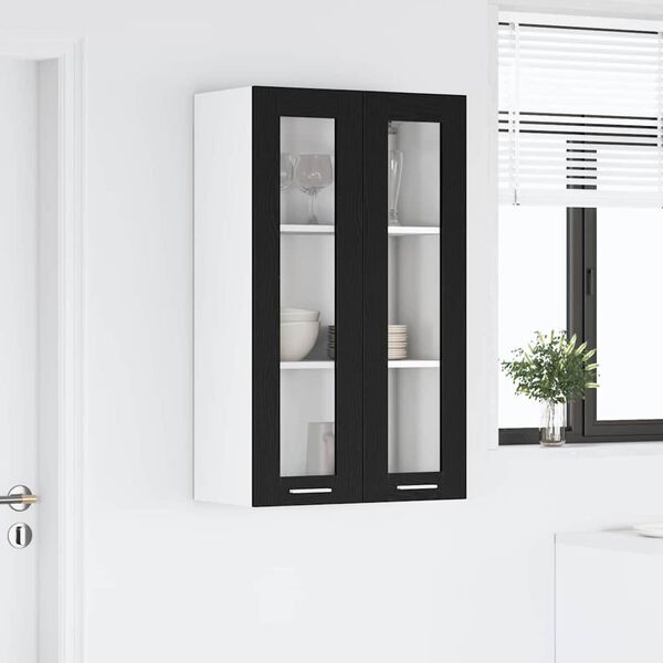 vidaXL Armoire suspendue avec porte Riga Ch&ecirc;ne noir 60 x 31 x 100 cm