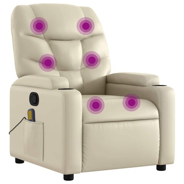 vidaXL Fauteuil de massage inclinable cr&egrave;me similicuir