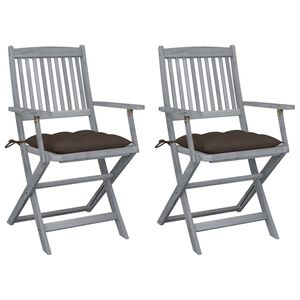 vidaXL Chaises pliables d'ext&eacute;rieur lot de 2 et coussins Bois d'acacia
