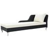vidaXL Chaise longue avec coussin R&eacute;sine tress&eacute;e Noir