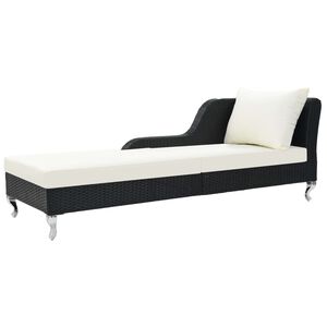 vidaXL Chaise longue avec coussin R&eacute;sine tress&eacute;e Noir