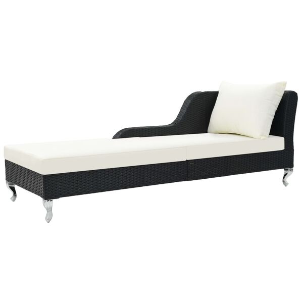 vidaXL Chaise longue avec coussin R&eacute;sine tress&eacute;e Noir