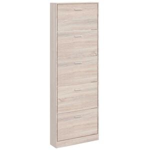 vidaXL Meuble &agrave; chaussures en bois avec 5 compartiments Aspect ch&ecirc;ne