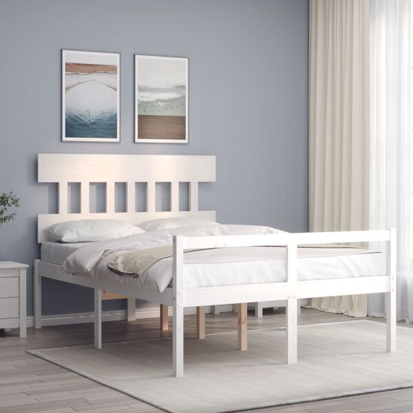 vidaXL Lit pour personne &acirc;g&eacute;e sans matelas blanc 140x190cm bois massif