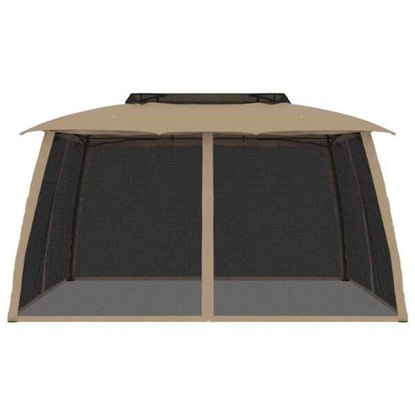 vidaXL Tonnelle avec double toit et parois en filet taupe acier
