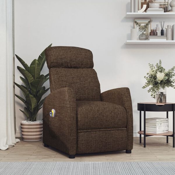 vidaXL Fauteuil électrique de massage Marron Tissu