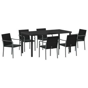 vidaXL Ensemble de salle &agrave; manger pour jardin 7 pcs Noir et gris