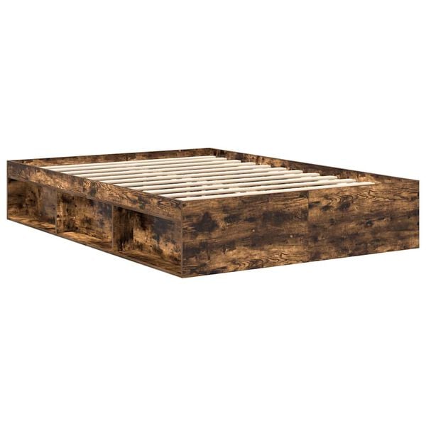 vidaXL Cadre de lit sans matelas ch&ecirc;ne fum&eacute; 120x190 cm