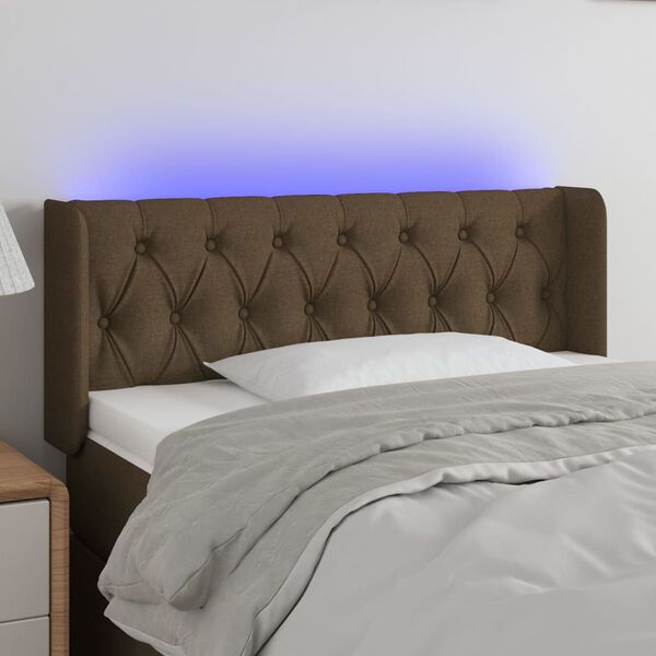 vidaXL T&ecirc;te de lit &agrave; LED Marron fonc&eacute; 93x16x78/88 cm Tissu