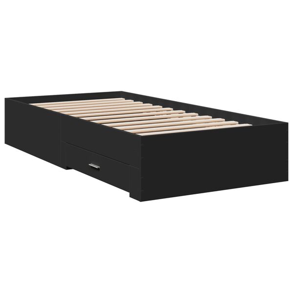 vidaXL Cadre de lit avec tiroirs sans matelas noir 75x190 cm
