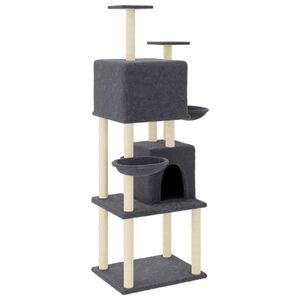 vidaXL Arbre &agrave; chat avec griffoirs en sisal Gris fonc&eacute; 180 cm