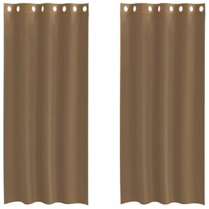 vidaXL Rideaux en voile avec &oelig;illets 2 pcs marron clair