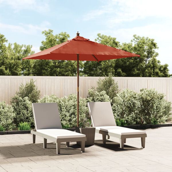 vidaXL Parasol de jardin avec m&acirc;t en bois terre cuite 198x198x231 cm