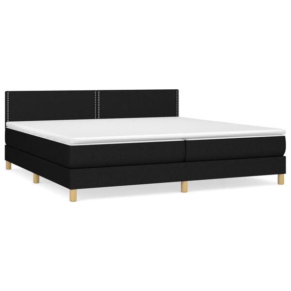 vidaXL Sommier &agrave; lattes de lit avec matelas Noir 200x200 cm Tissu