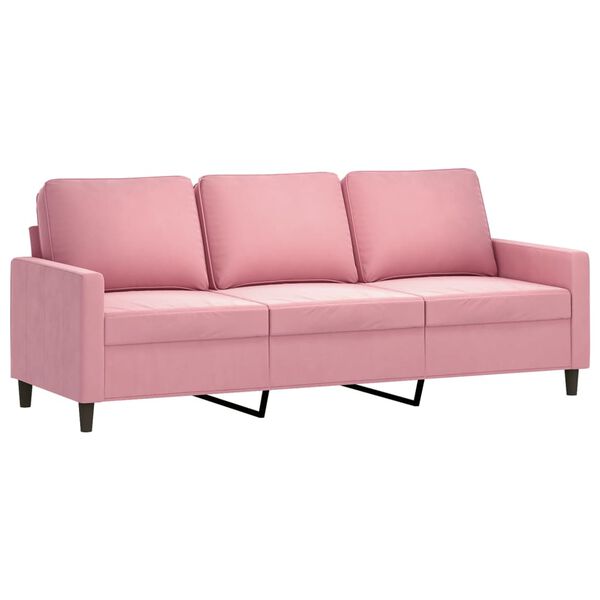vidaXL Canap&eacute; &agrave; 3 places avec repose-pieds Rose 180 cm Velours