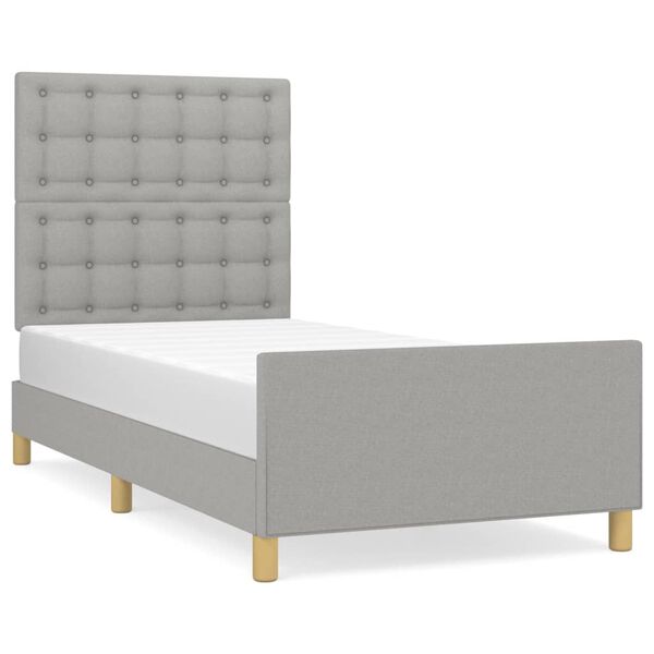 vidaXL Cadre de lit sans matelas avec t&ecirc;te de lit gris clair 90x190cm