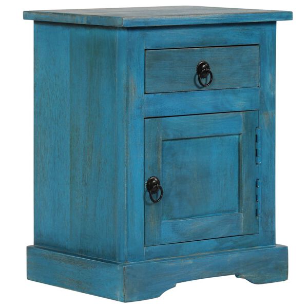 vidaXL Table de chevet Bois de manguier massif 40x30x50 cm Bleu