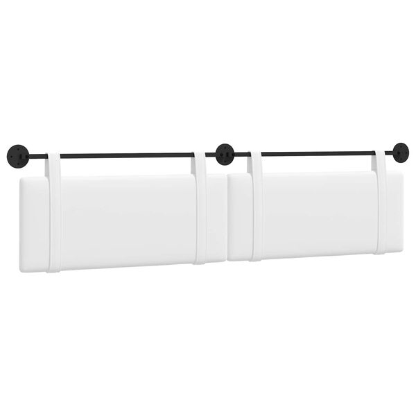 vidaXL T&ecirc;te de lit suspendue Montage mural Blanc 210 x 55 x 5 cm tissu