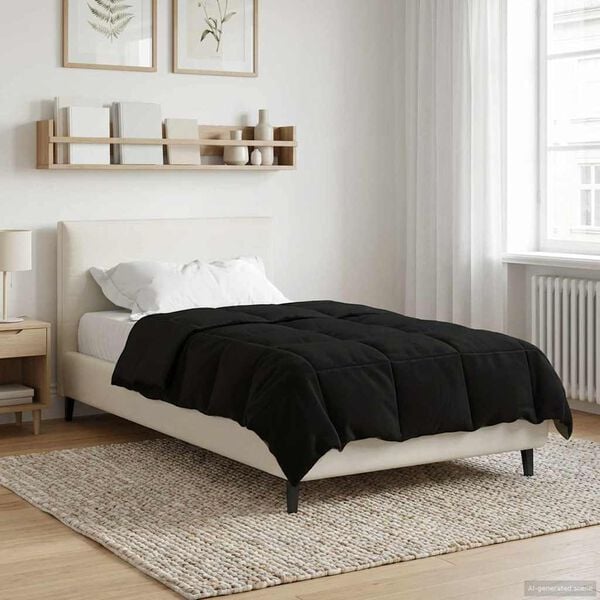 vidaXL Duvet d'&eacute;t&eacute; simple Matelass&eacute; Noir 135 x 200 cm Microfibre