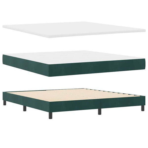 vidaXL Lit &agrave; ressorts avec matelas Vert fonc&eacute; 200 x 180 cm Velours