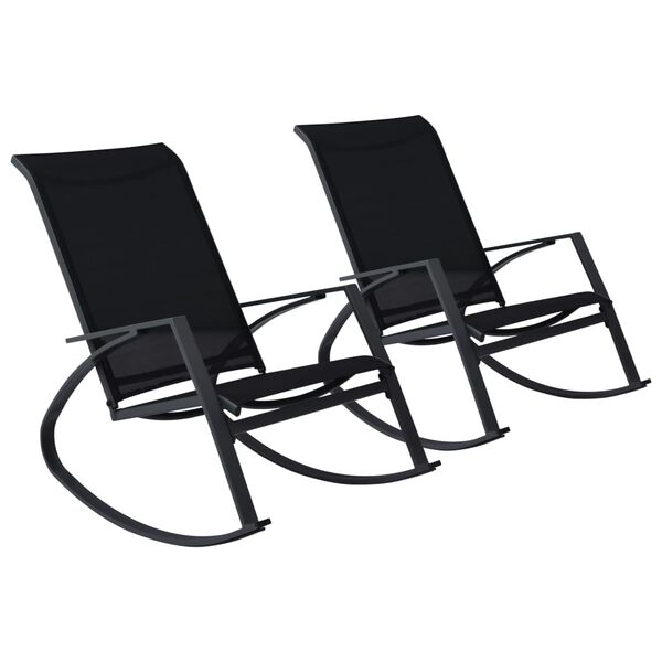 vidaXL Chaises &agrave; bascule de jardin lot de 2 Textil&egrave;ne Noir