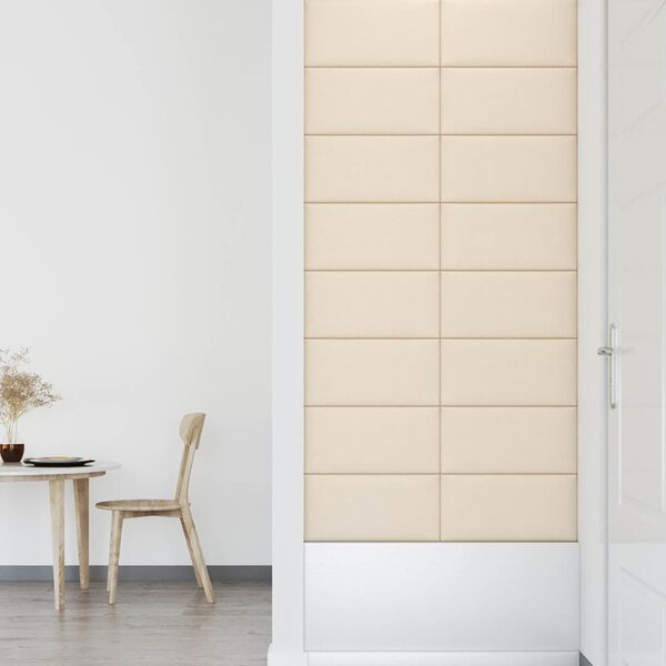 vidaXL Panneaux muraux 12 pcs Cr&egrave;me 60x30 cm Velours 2,16 m&sup2;