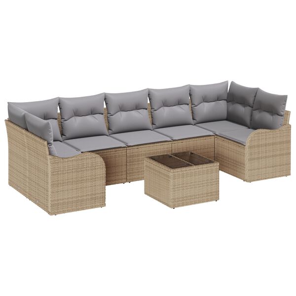 vidaXL Ensemble de canapé de jardin Beige 55 x 55 x 37 cm polyrotin