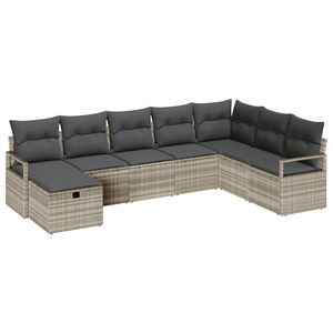 vidaXL Ensemble de Canap&eacute;s avec coussin Gris clair polyrotin