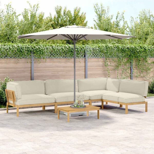 vidaXL Ensemble de Canap&eacute;s Uni 5 pcs Cr&egrave;me Bois d'Acacia Massif