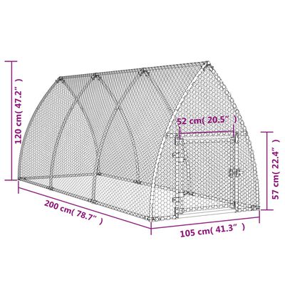 vidaXL Cage pour poules argenté 300x105x120 cm acier galvanisé