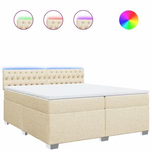 vidaXL Sommier &agrave; lattes de lit avec matelas Cr&egrave;me 200x200 cm Tissu
