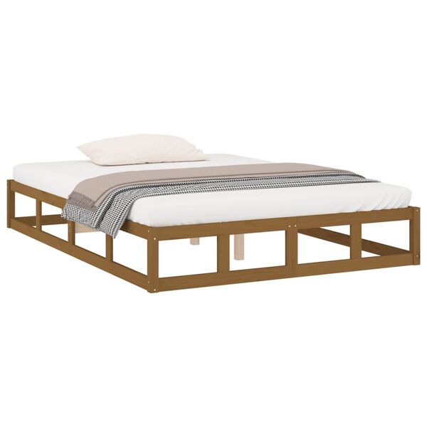 vidaXL Cadre de lit sans matelas marron miel 120x190 cm bois massif