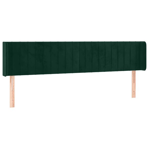 vidaXL T&ecirc;te de lit avec oreilles Vert fonc&eacute; 203x16x78/88 cm Velours