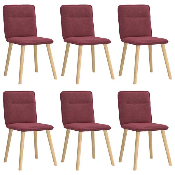 vidaXL Chaises &agrave; manger lot de 6 rouge bordeaux tissu
