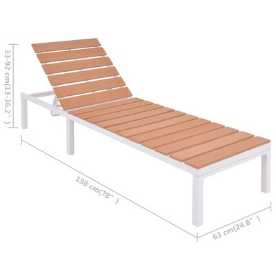 vidaXL Chaise longue 2 pcs avec table Aluminium et WPC Blanc et marron