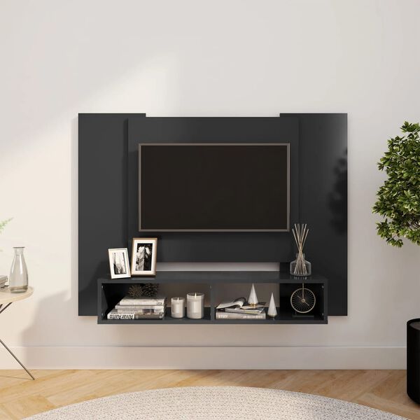 vidaXL Meuble TV mural Gris 120x23,5x90 cm Bois d’ingénierie
