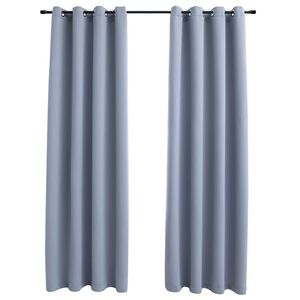 vidaXL Rideaux occultants avec anneaux en m&eacute;tal 2 pcs Gris 140x225 cm