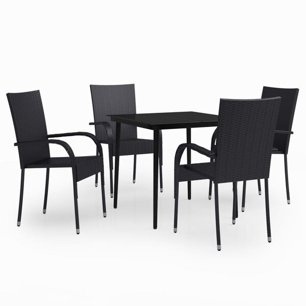 vidaXL Ensemble &agrave; manger de jardin 5 pcs Noir