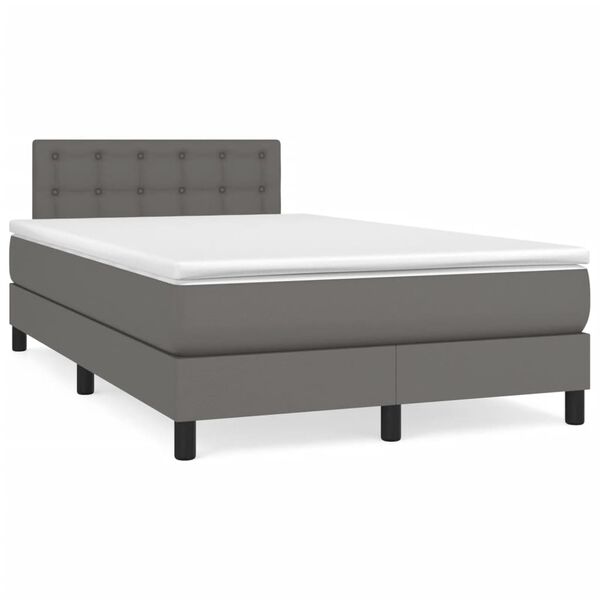 vidaXL Sommier &agrave; lattes de lit avec matelas Gris 120x200 cm Similicuir
