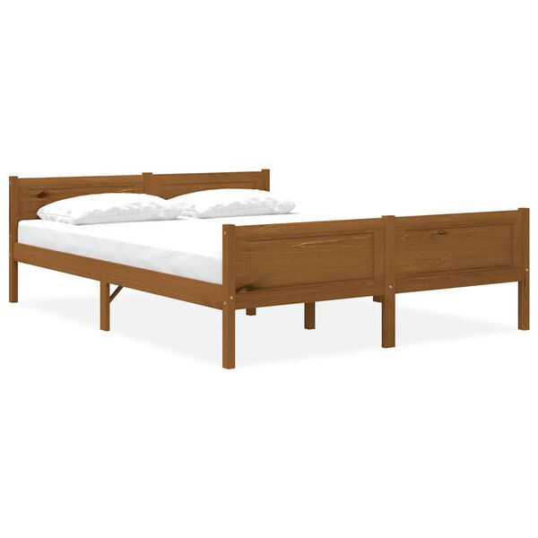 vidaXL Cadre de lit sans matelas pin massif marron miel 140x200 cm