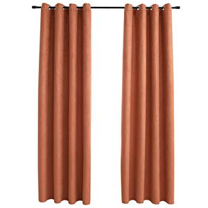 vidaXL Rideaux occultants et anneaux en m&eacute;tal 2 pcs Rouille 140x175 cm