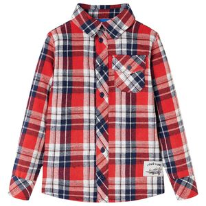 Chemise &agrave; carreaux pour enfants rouge et bleu marine 104