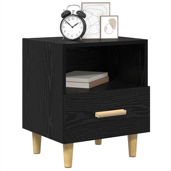 vidaXL Cabinet de chevet Ch&ecirc;ne noir 40 x 35 x 47 cm Bois d'ing&eacute;nierie