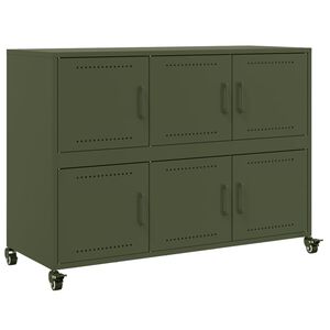 vidaXL Buffet vert olive 100,5x39x72 cm acier