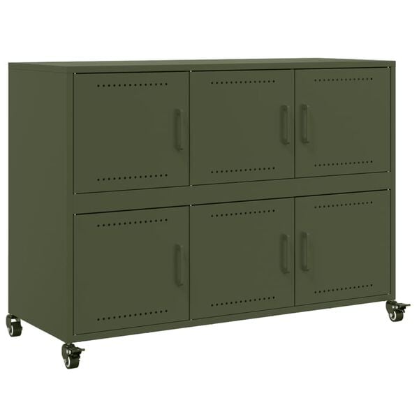vidaXL Buffet vert olive 100,5x39x72 cm acier