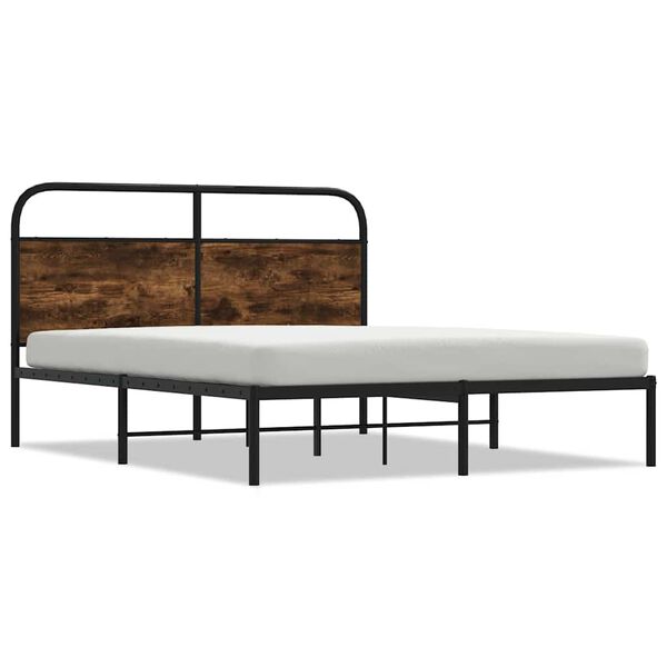 vidaXL Cadre de lit sans matelas 140x200 cm chêne fumé bois ingénierie
