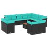 vidaXL Salon de jardin avec coussins 13 pcs noir r&eacute;sine tress&eacute;e