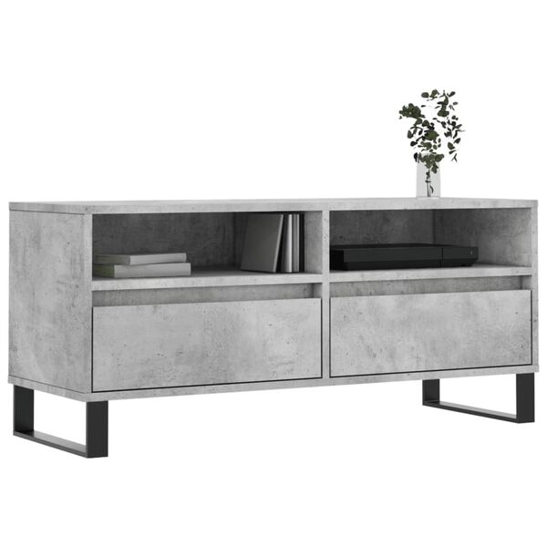 vidaXL Meuble TV gris béton 100x34,5x44,5 cm bois d'ingénierie