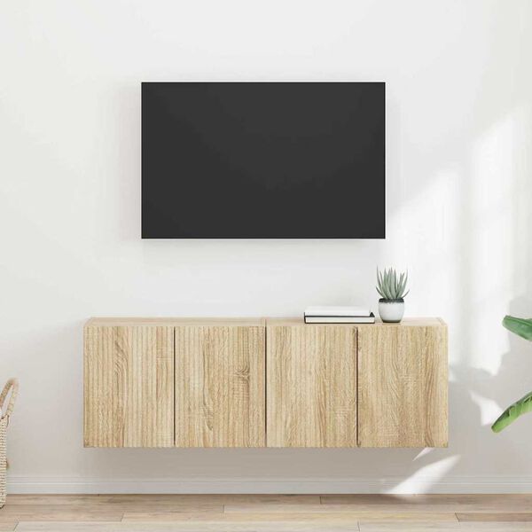 vidaXL Meuble TV mural 2 pcs Ch&ecirc;ne Sonoma 59,5 x 31 x 40 cm